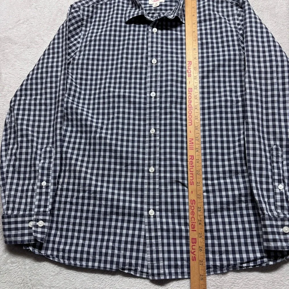 Brooks Brothers Red Fleece Mens Medium Blue Check Button Down Shirt